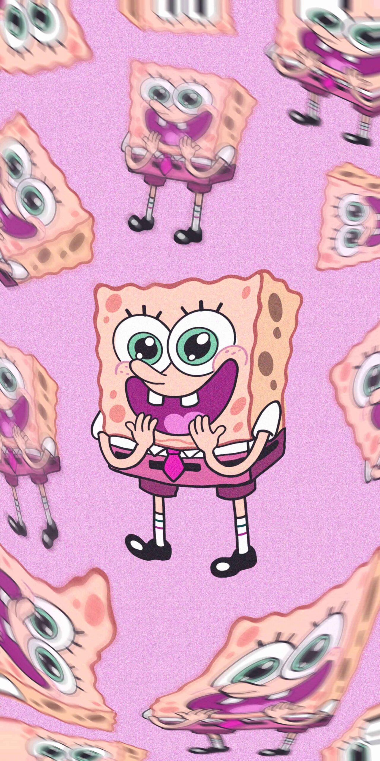 Delighted SpongeBob Pink Phone Wallpaper