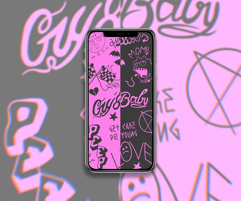 lil peep tattoos pink black wallpapers collection