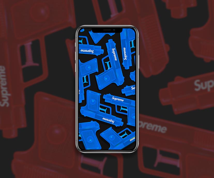 supreme water gun blue red wallpapers collection