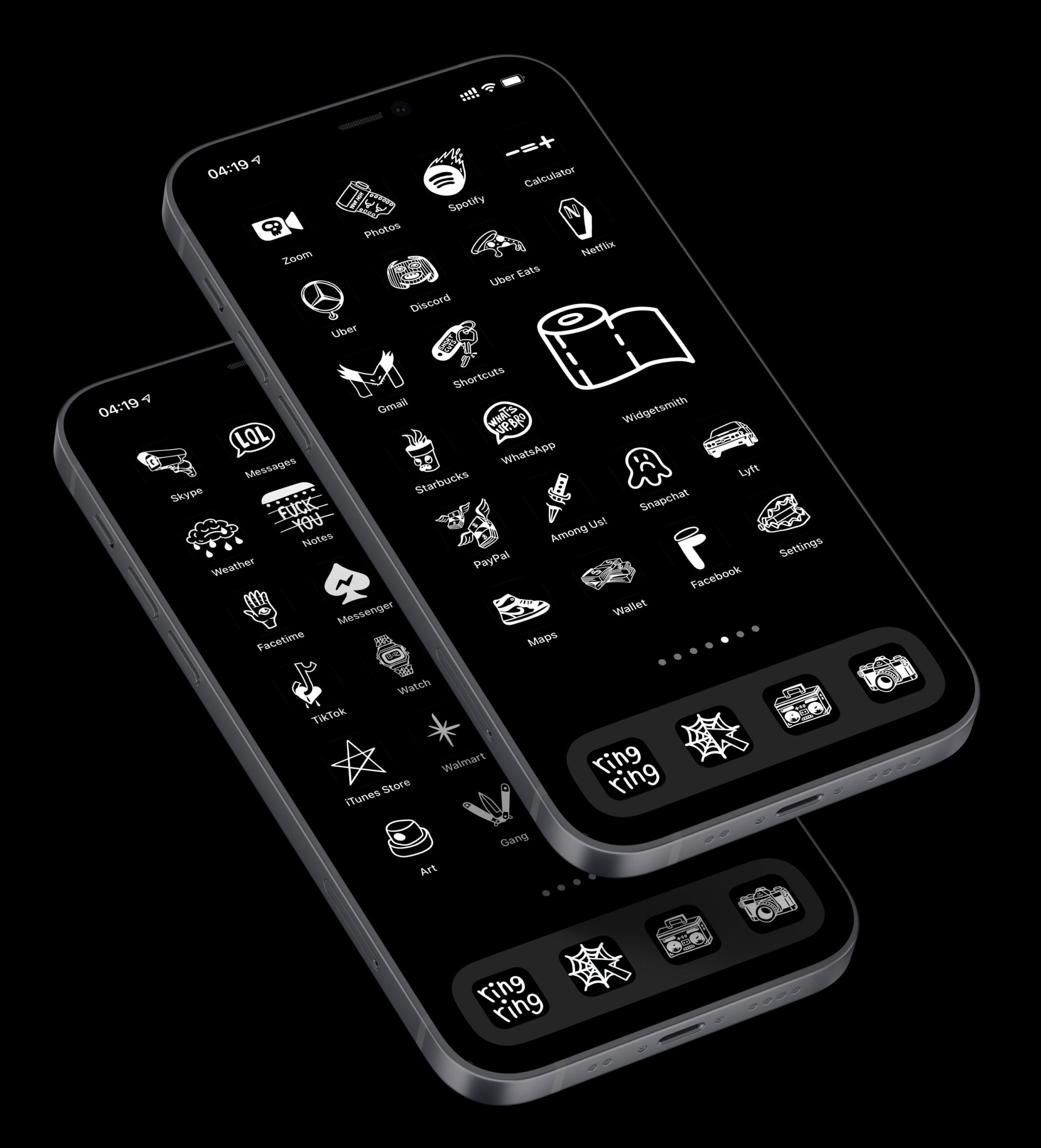 Free Black Ios 14 App Icons Tattoo Aesthetic Black App Icons Iphone