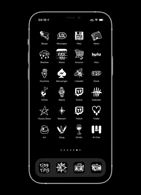 Free Black iOS 14 App Icons - Tattoo Aesthetic Black iPhone Theme