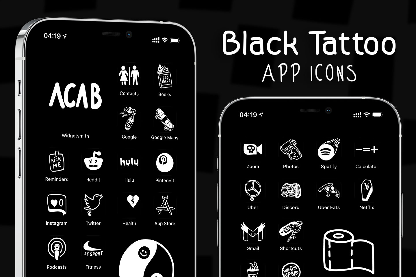 black tattoo app icons pack