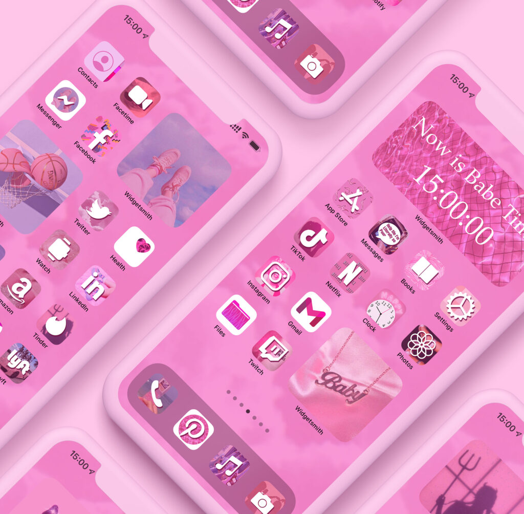 Pink app icons aesthetic information