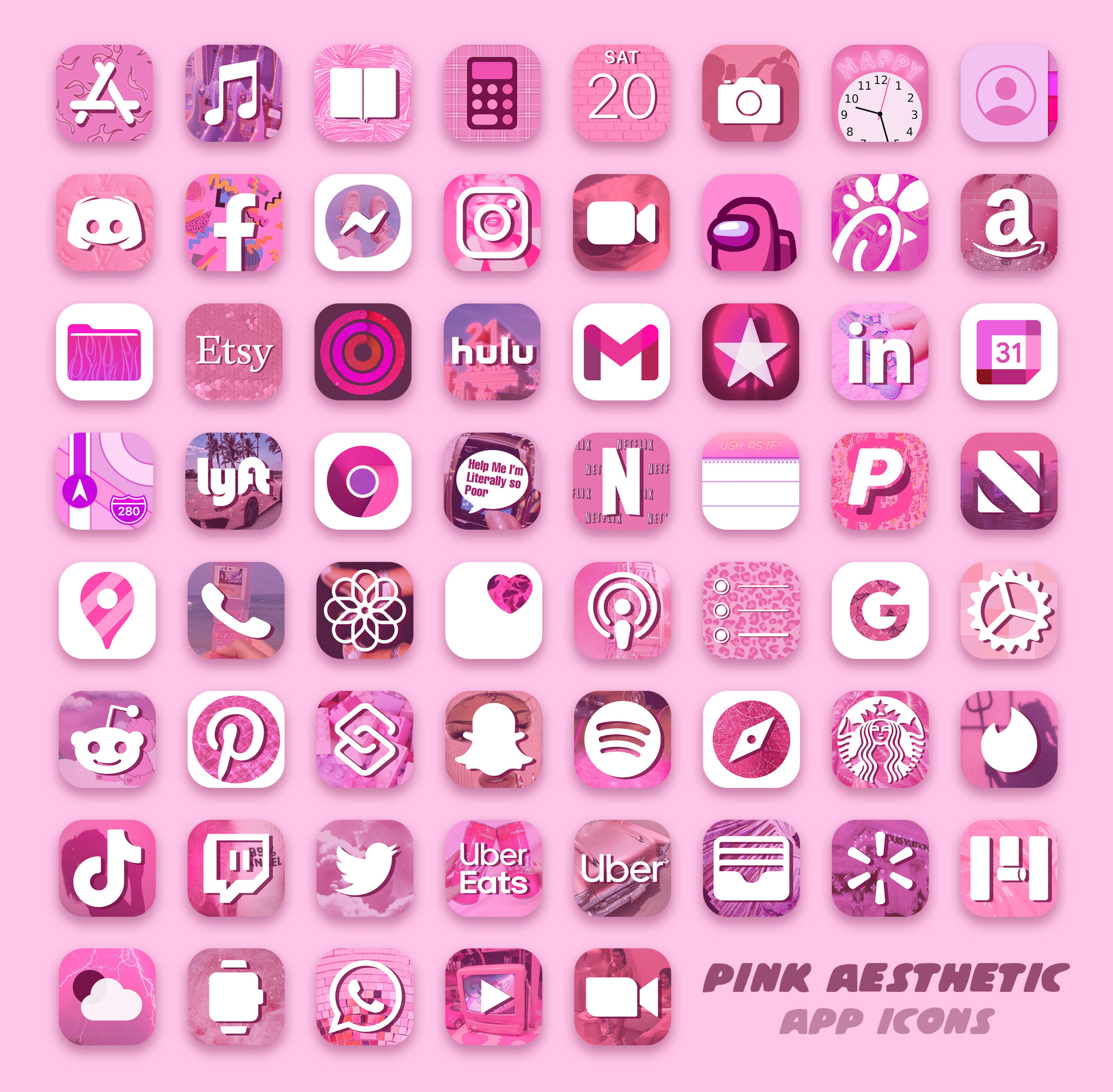 pink aesthetic app icons pack preview 3