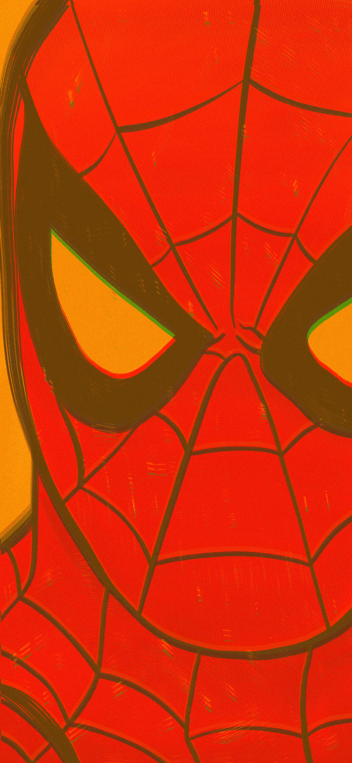 spiderman mask face close up red background