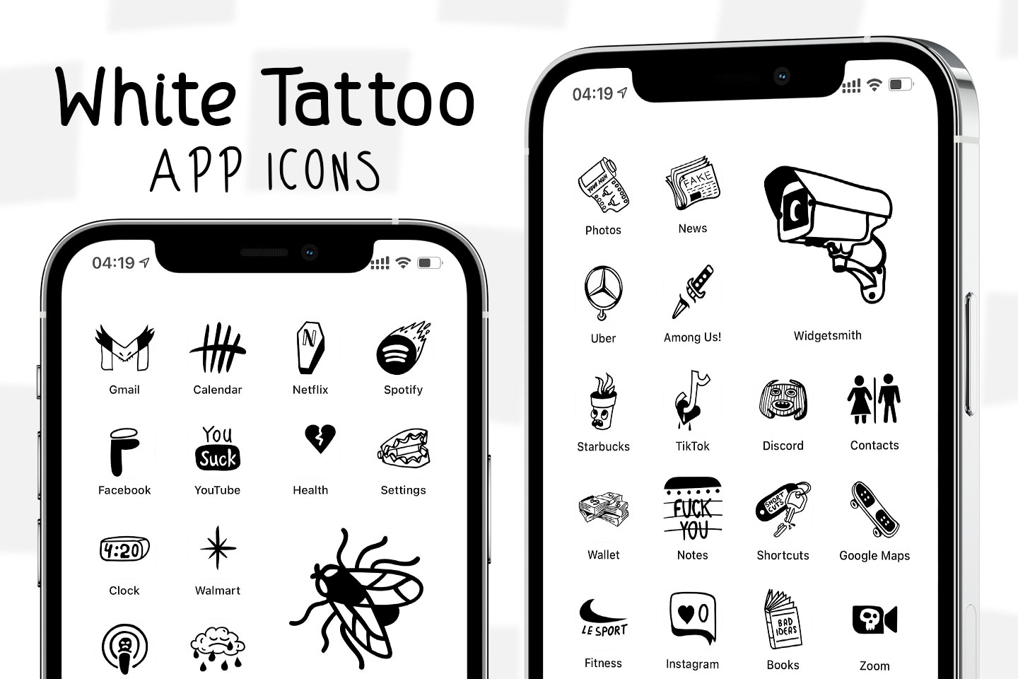 white tattoo app icons pack