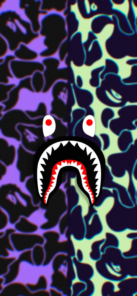 BAPE Wallpaper with Shark Face on Camo Background - Wallpapers Clan