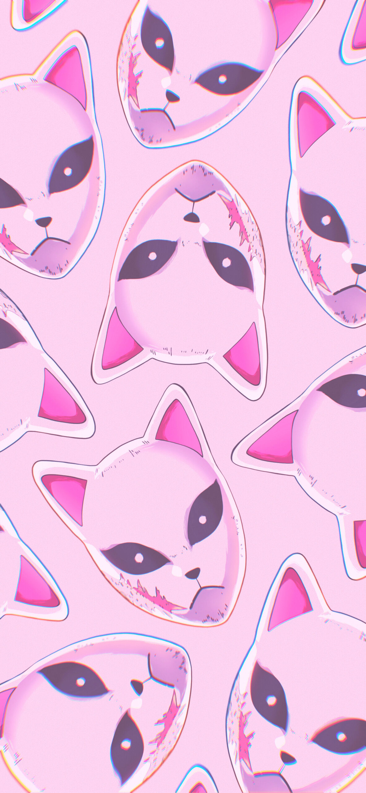 demon slayer sabito fox mask pink background