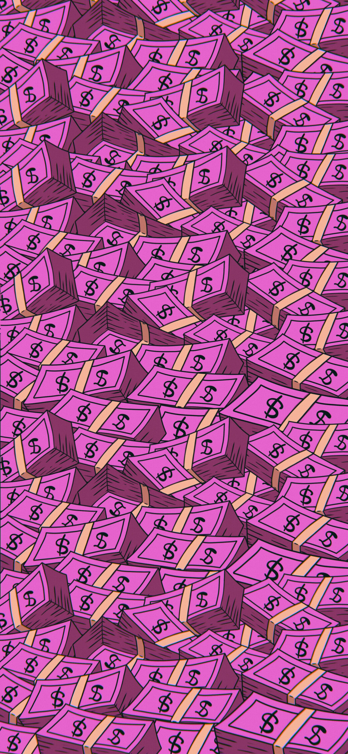 cartoon big money pink wallpaper