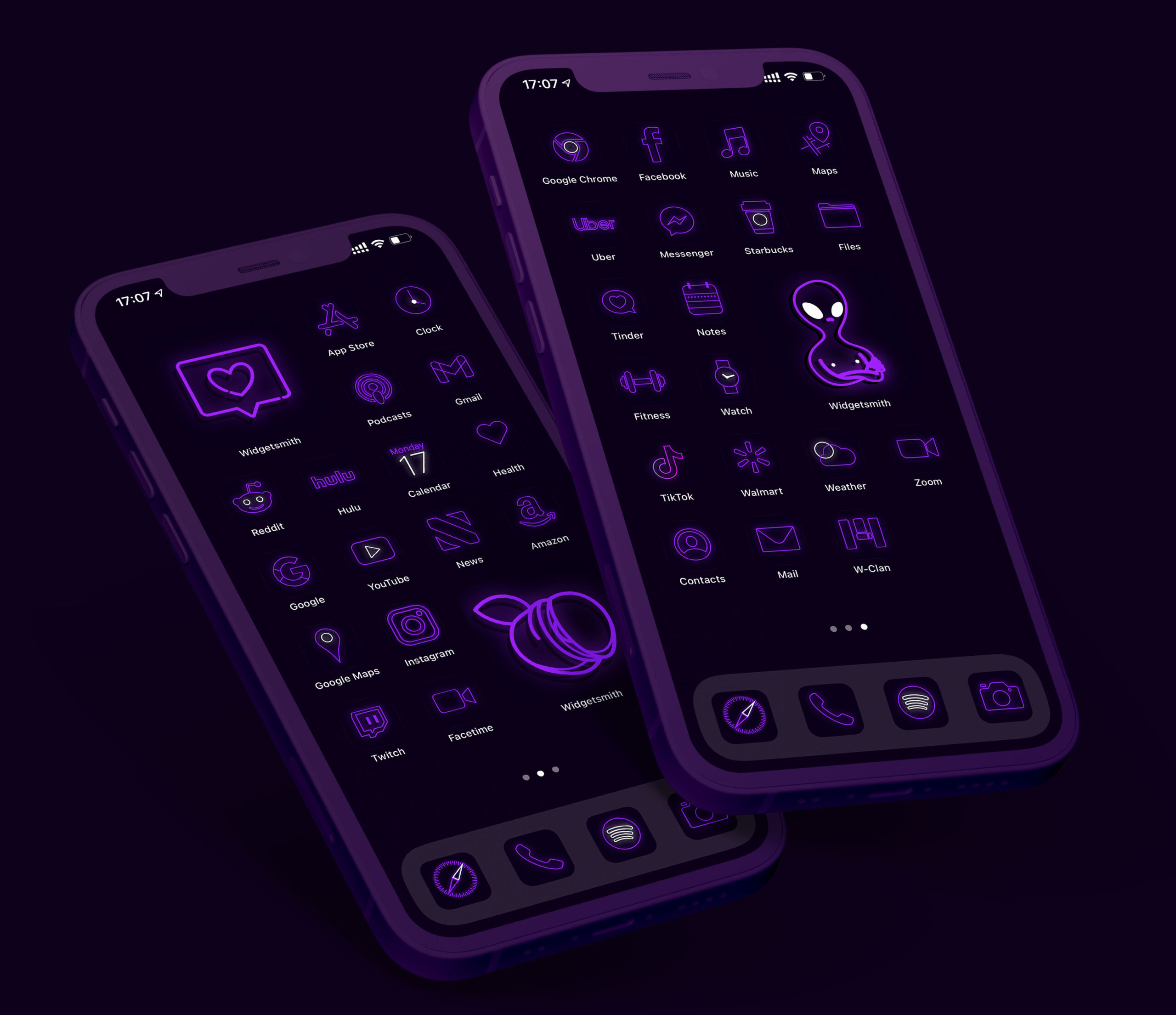 purple neon app icons pack preview 1