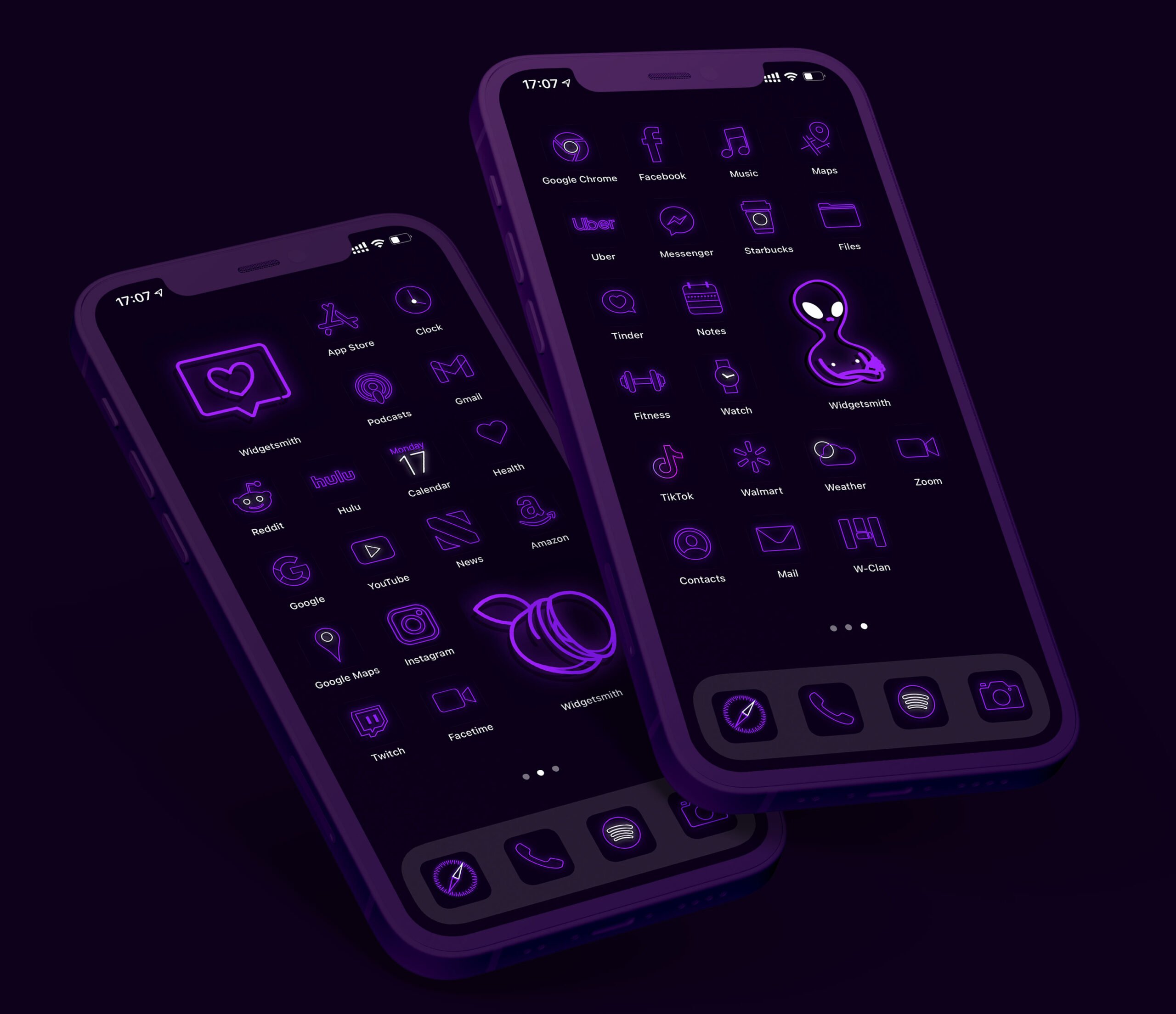 neon purple aesthetic app icons