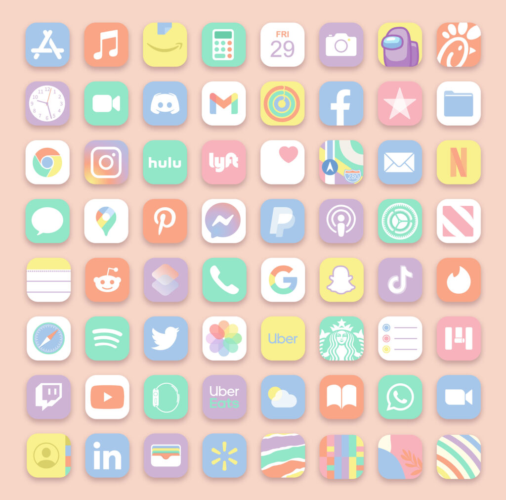 Pastel App Icons Ios 14 Free Pastel Aesthetic App Icons For Iphone