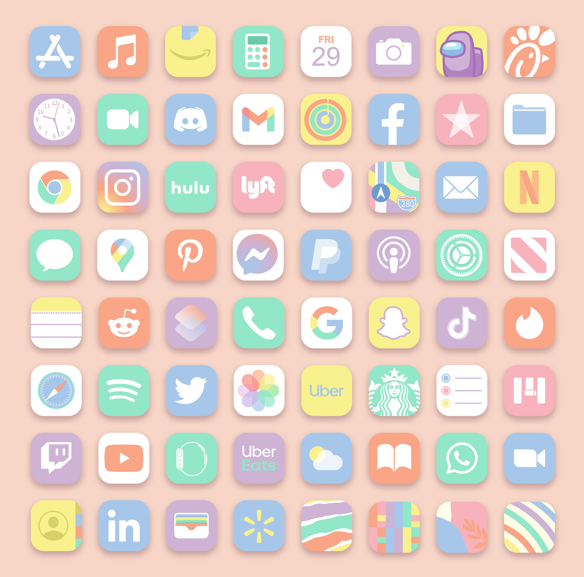 pastel app icons