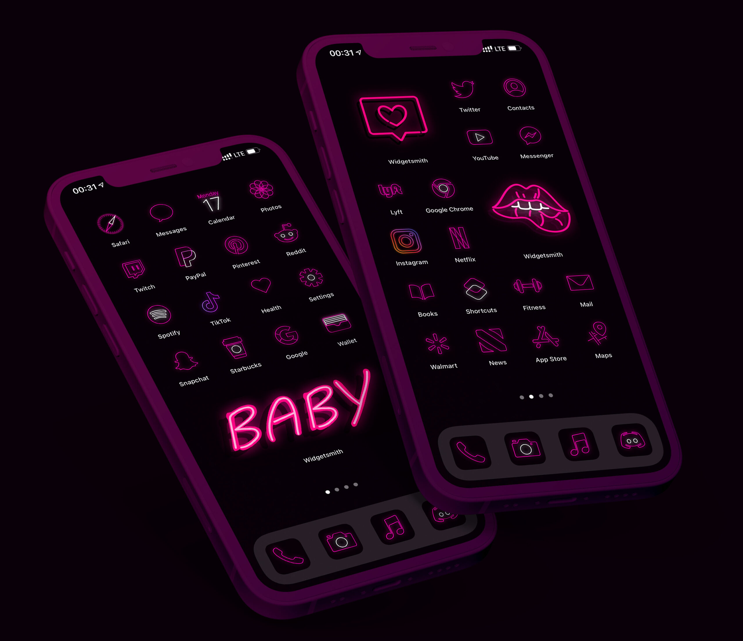 pink neon app icons pack preview 1