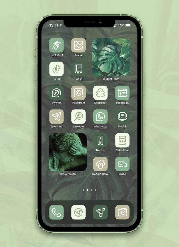 Green app icons aesthetic settings Idea