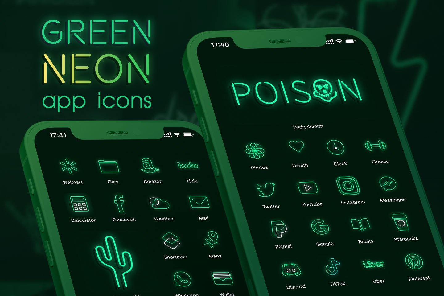 Paquete de iconos de aplicaciones de neón verde