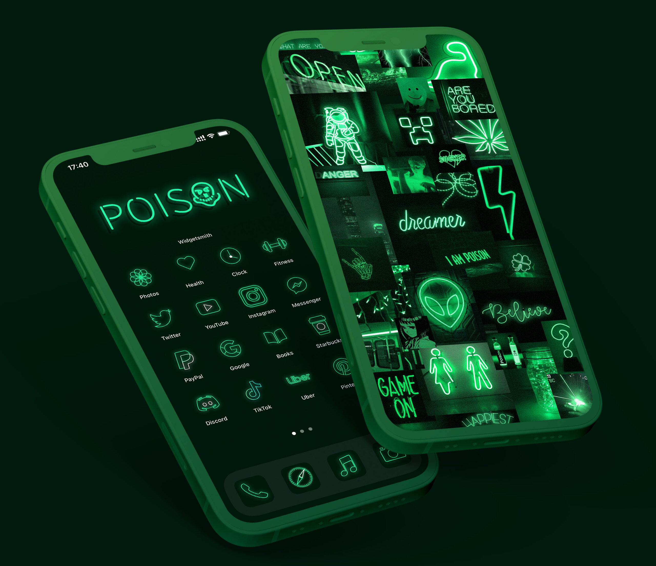 green neon app icons pack preview 1