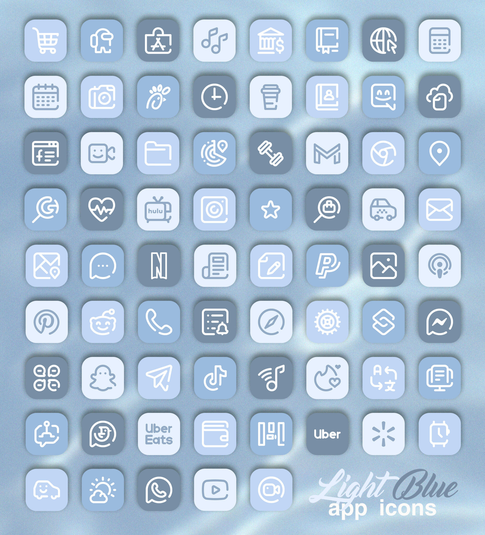 Light Blue App Icons for iOS 14 & Android - Free Aesthetic Baby Blue Icons