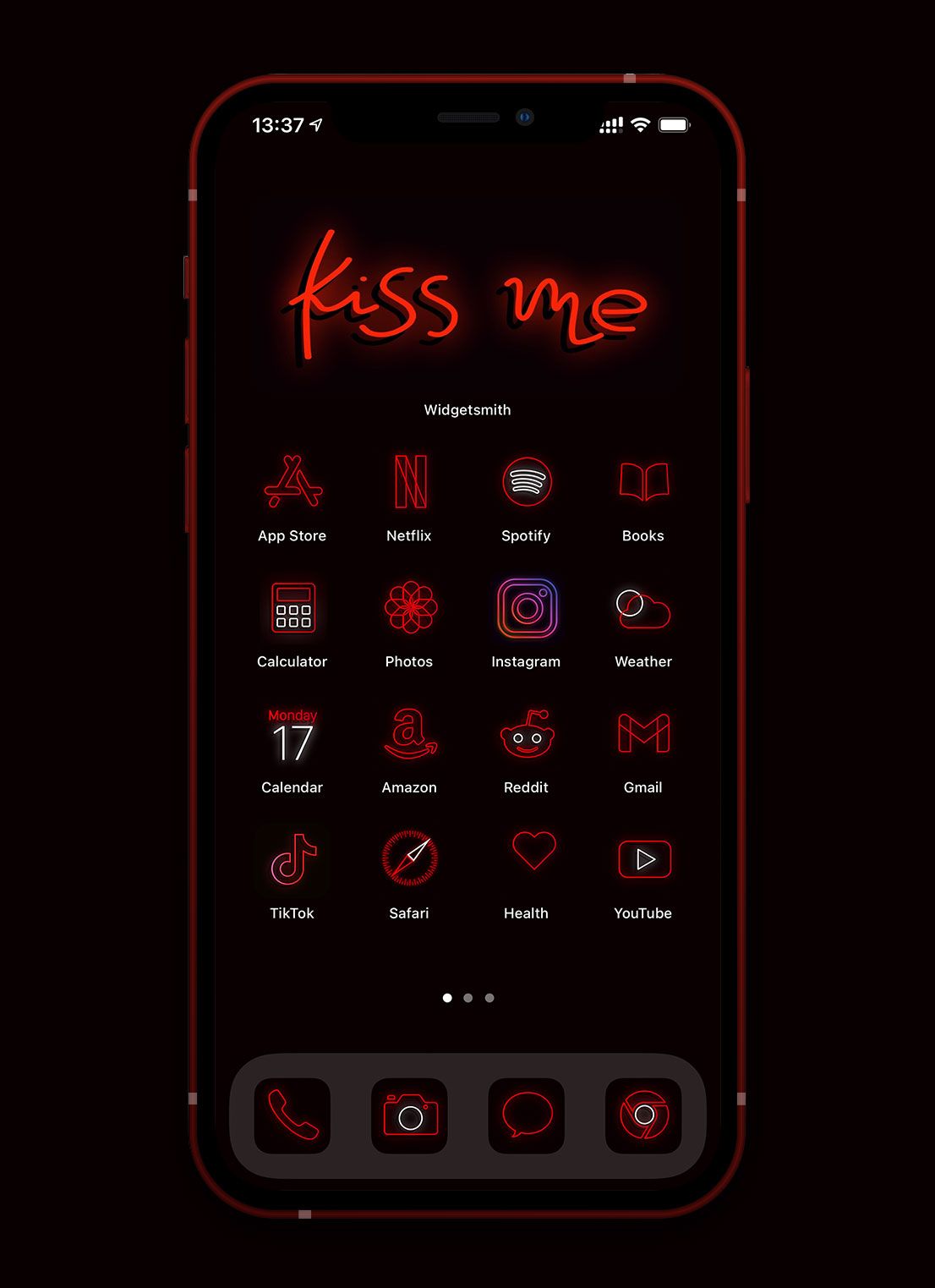 red neon app icons pack preview 3