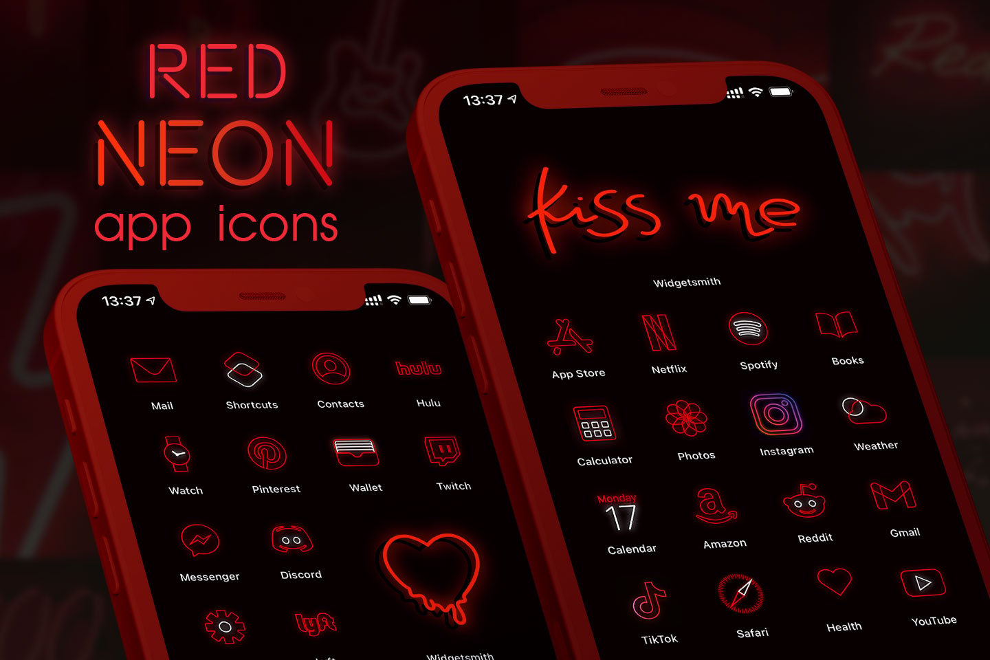 Paquete de iconos de aplicaciones de neón rojo