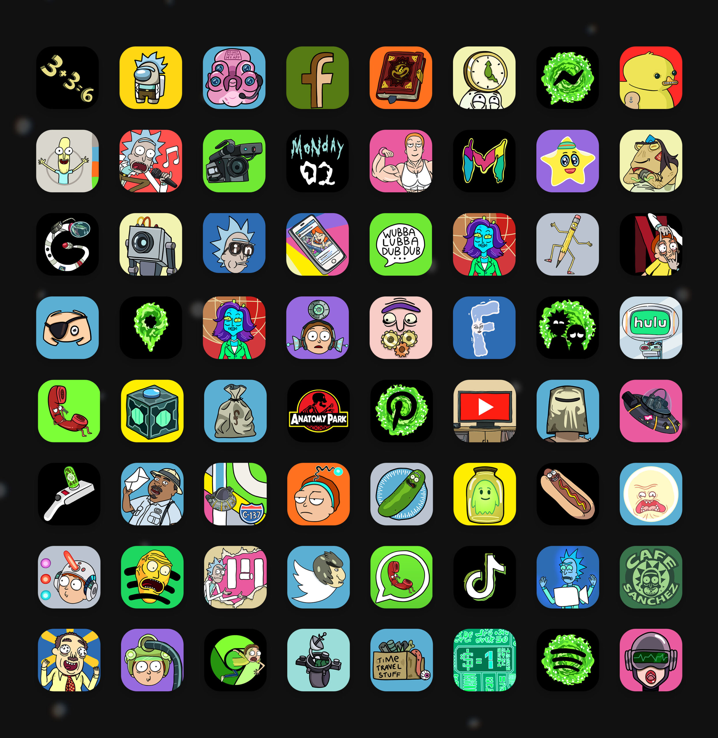 rick and morty app icons pack preview 2