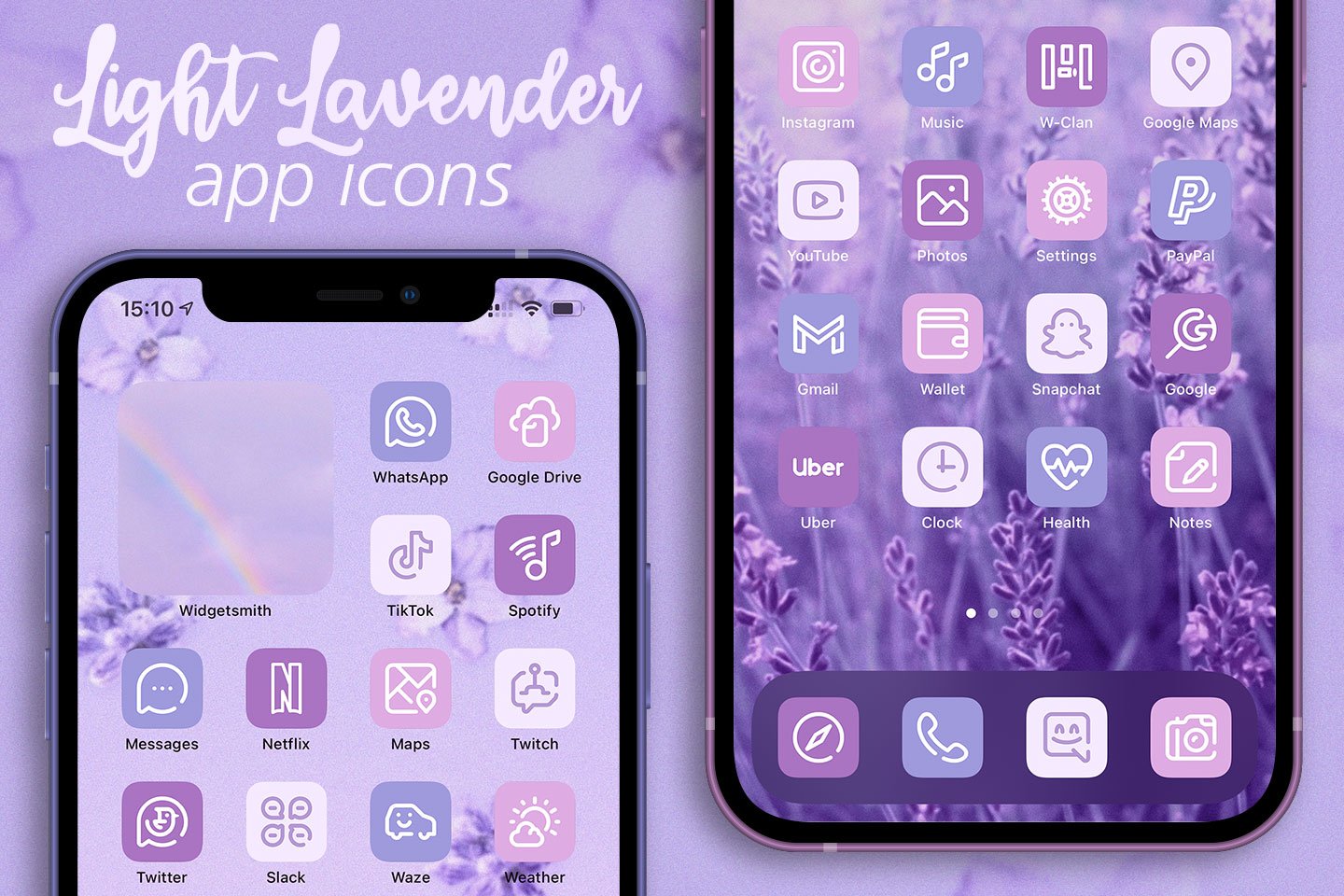 Paquete de iconos de aplicaciones de lavanda clara