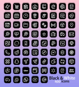 Free Black and White App Icons iPhone - Aesthetic Black App Icons iOS 14