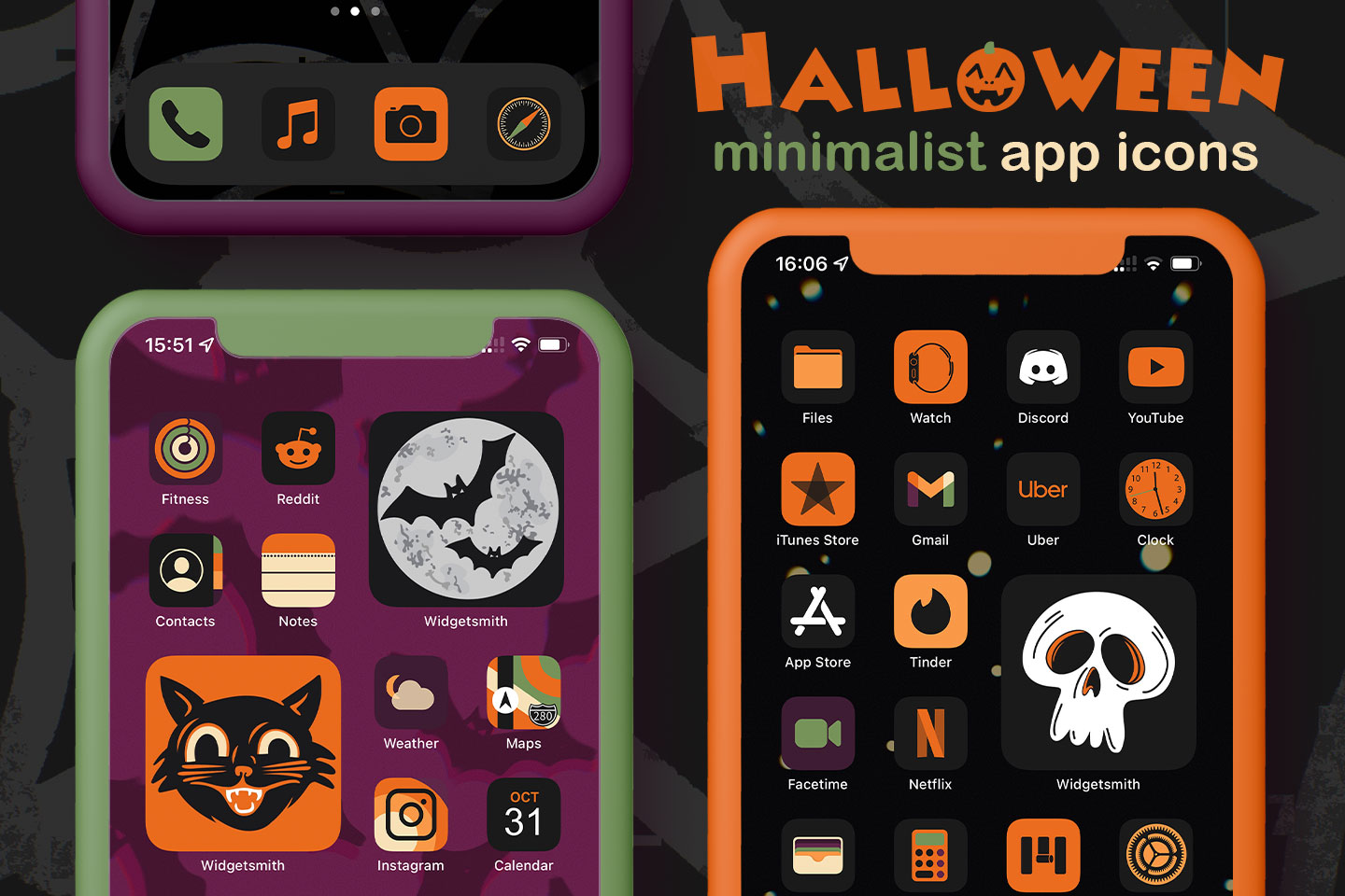 Pack d’icônes d’application minimalistes d’Halloween