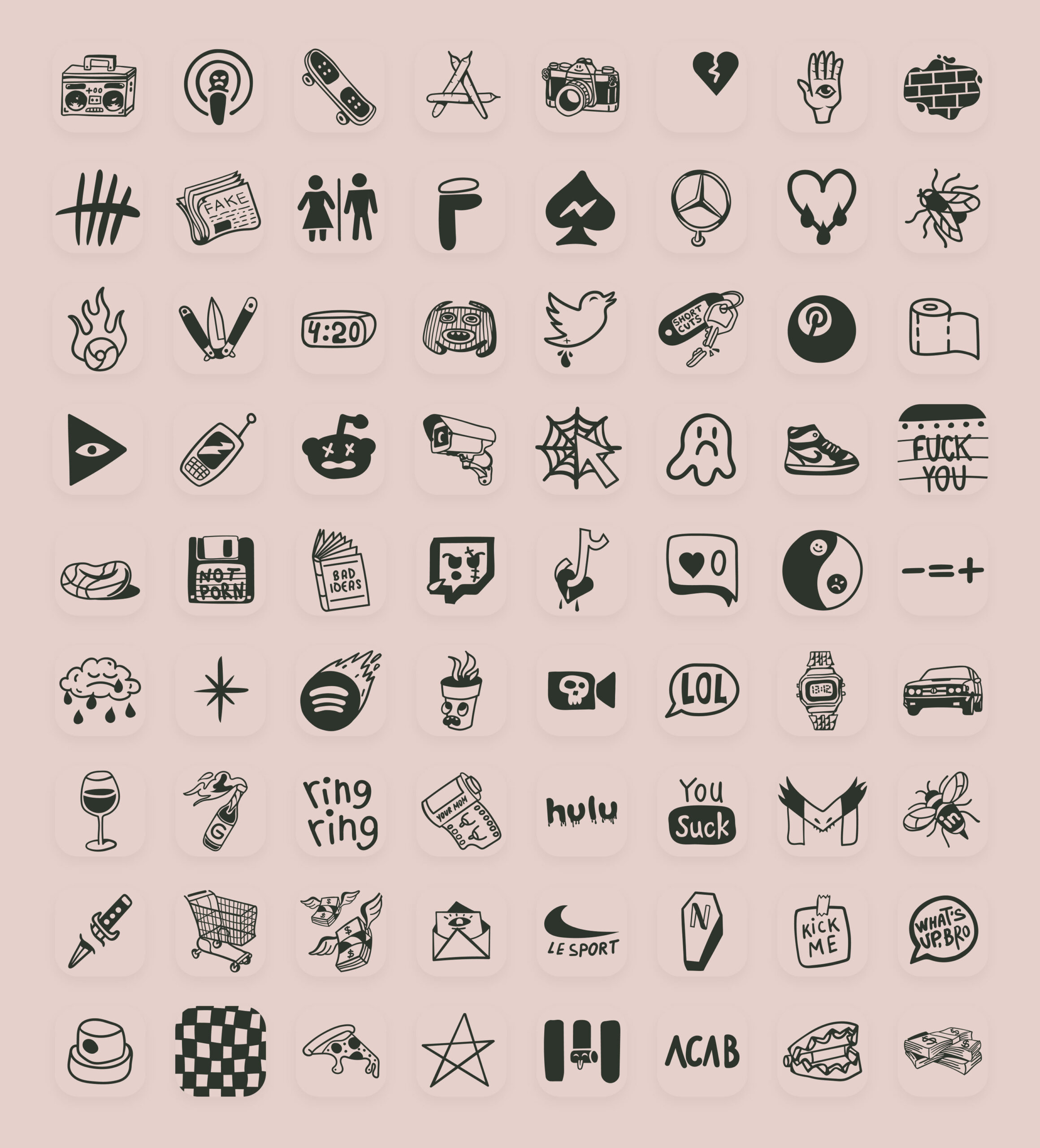 natural tattoo app icons pack preview 2