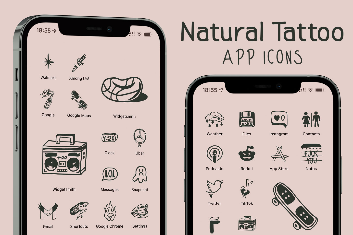 natural tattoo app icons pack
