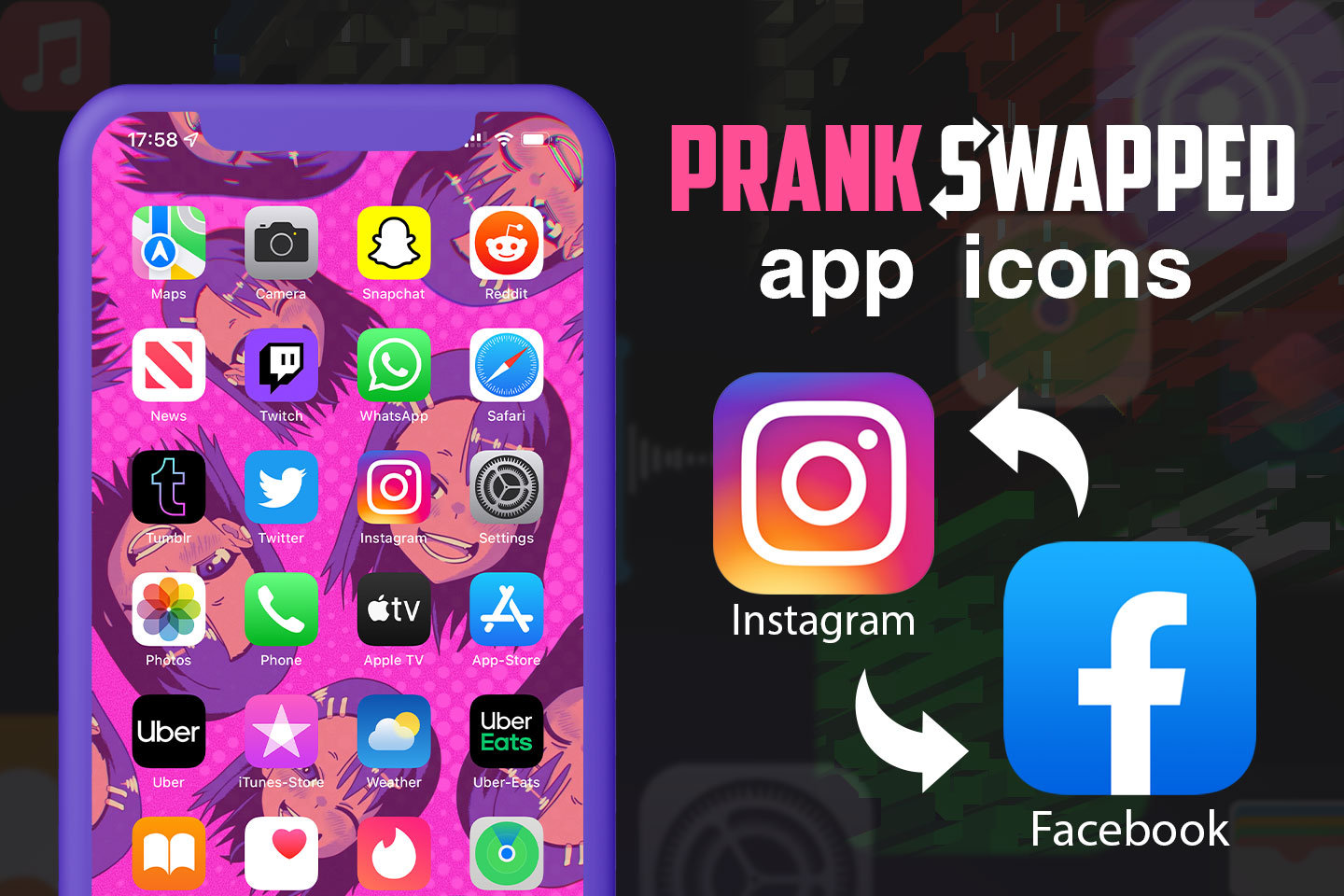 prank swapped ios app icons pack