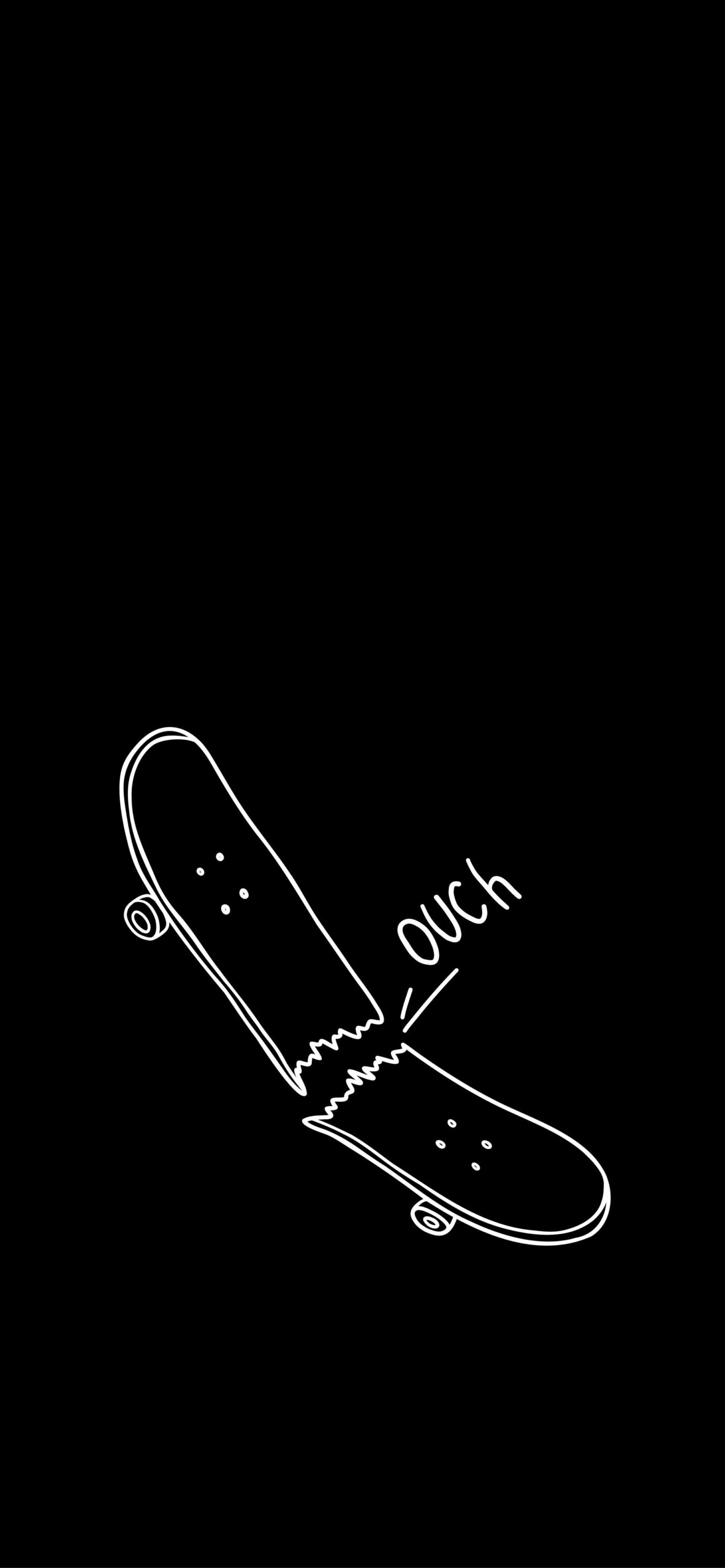 broken skateboard doodle black wallpaper