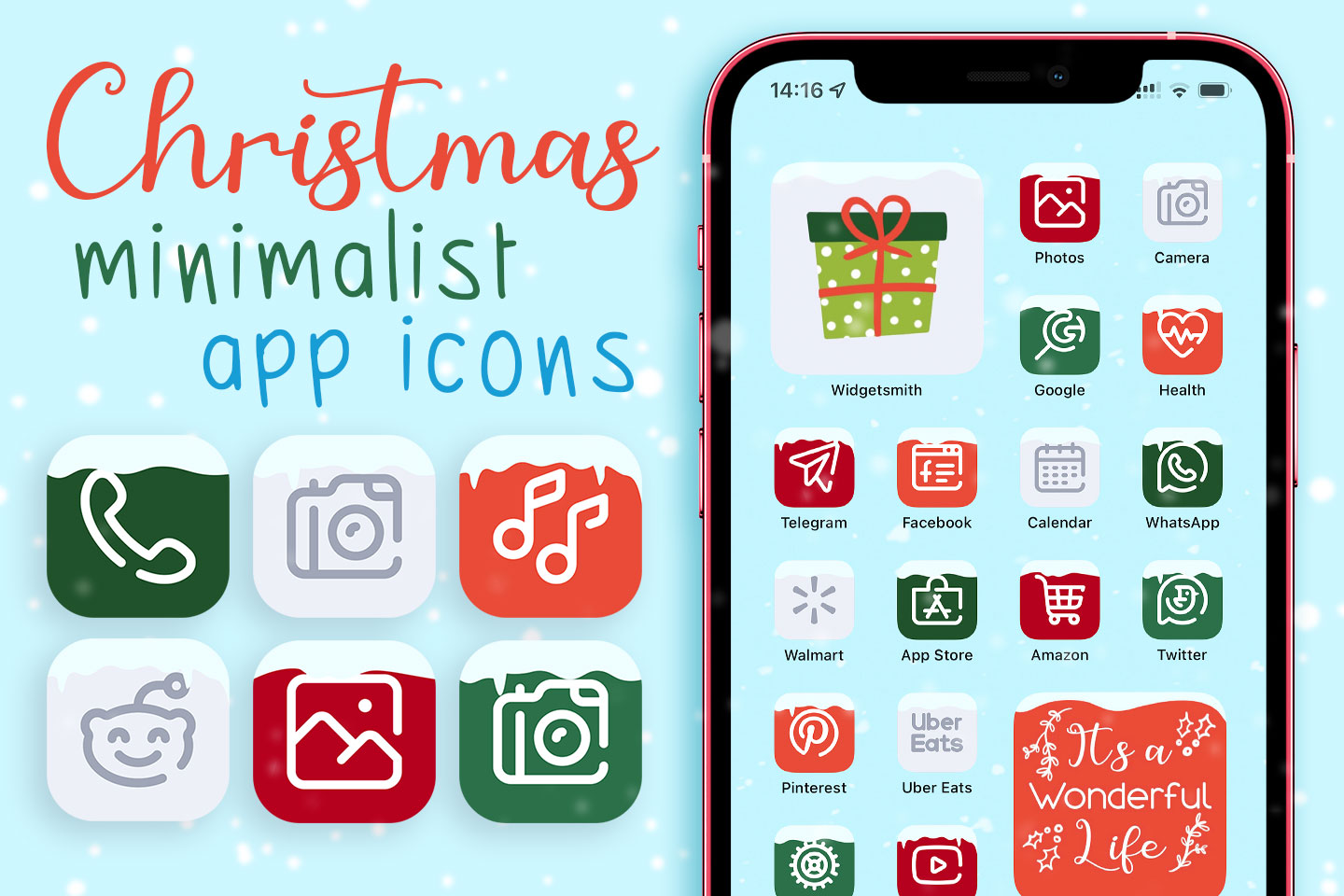 christmas minimalist app icons pack