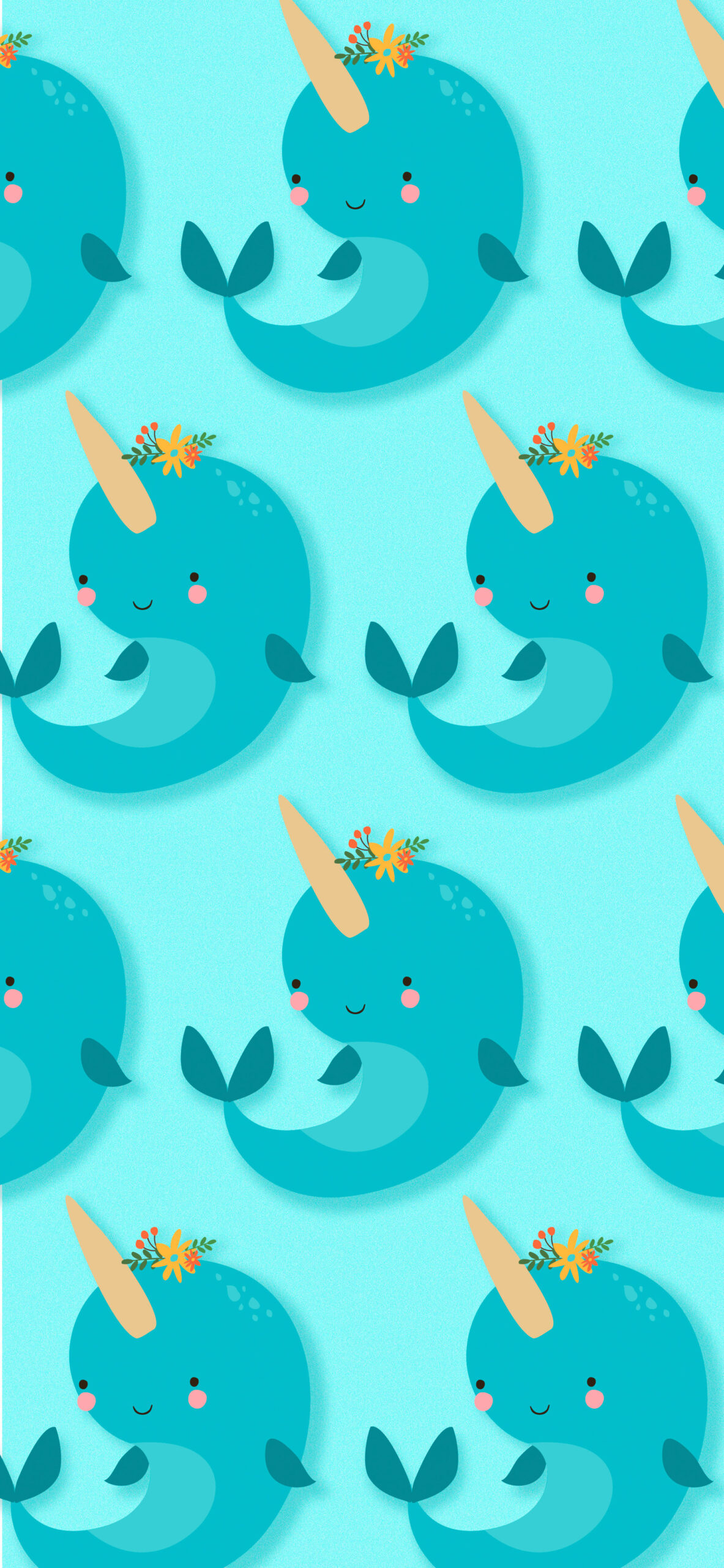 cute narwhal blue wallpaper 2