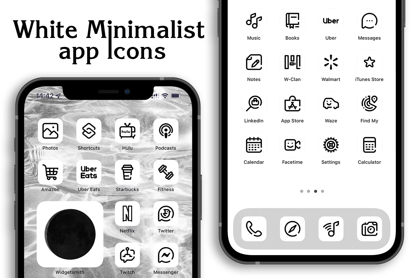 Paquete de iconos de aplicaciones minimalistas blancos