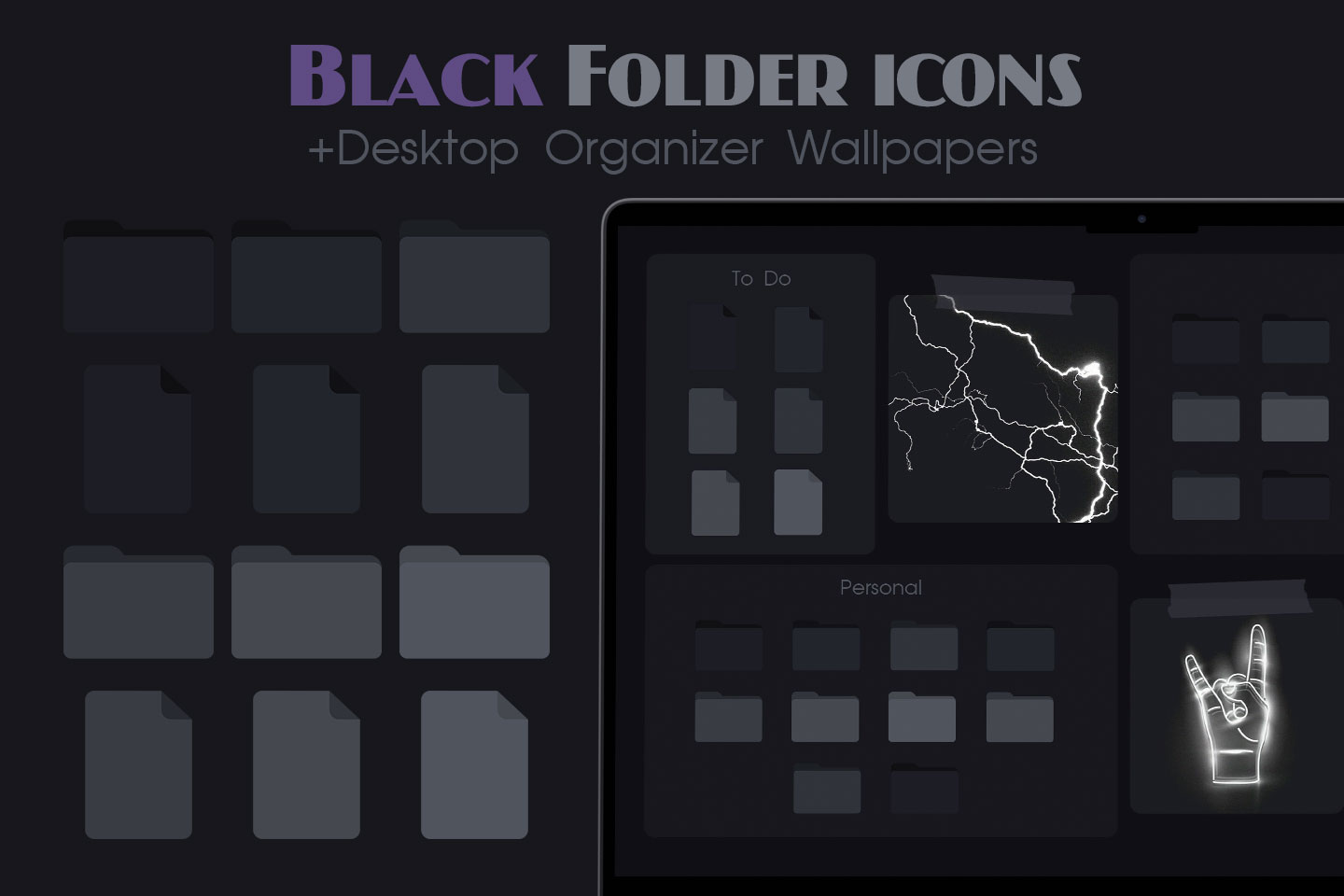 black folder icons pack