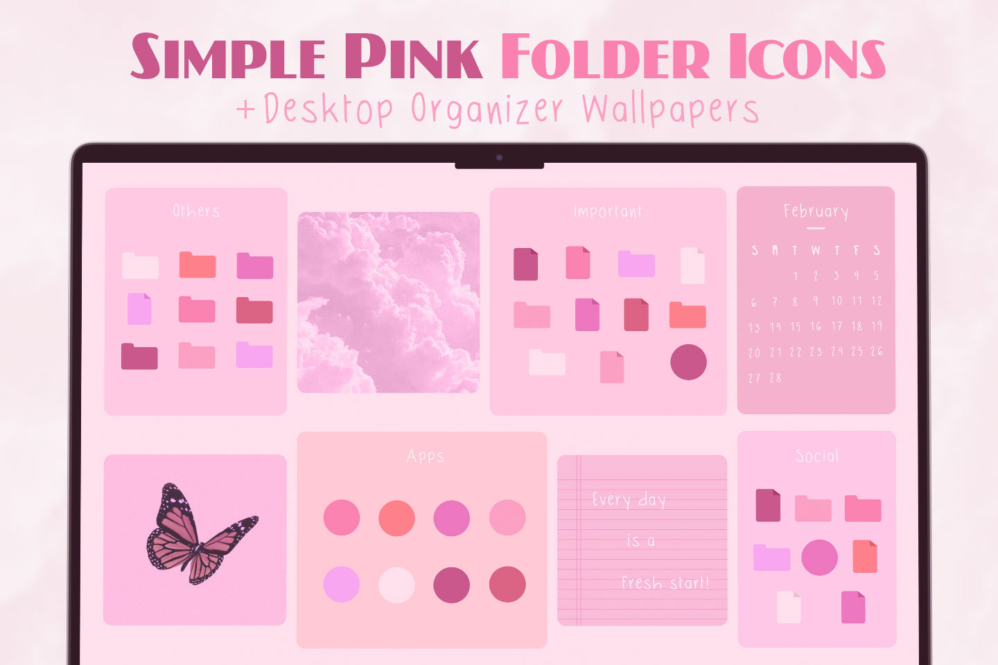 simple pink folder icons pack