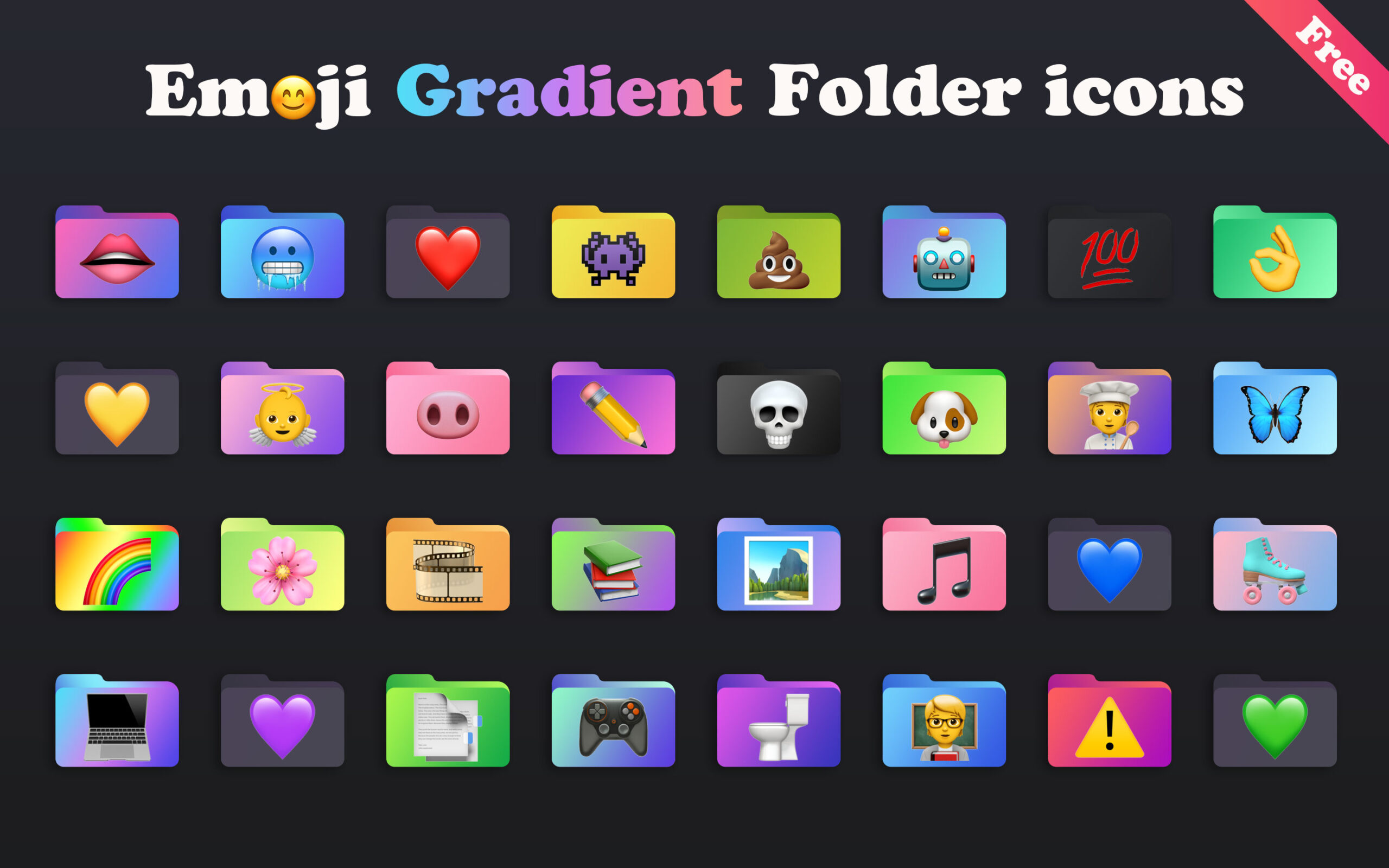 emoji gradient folder icons 1