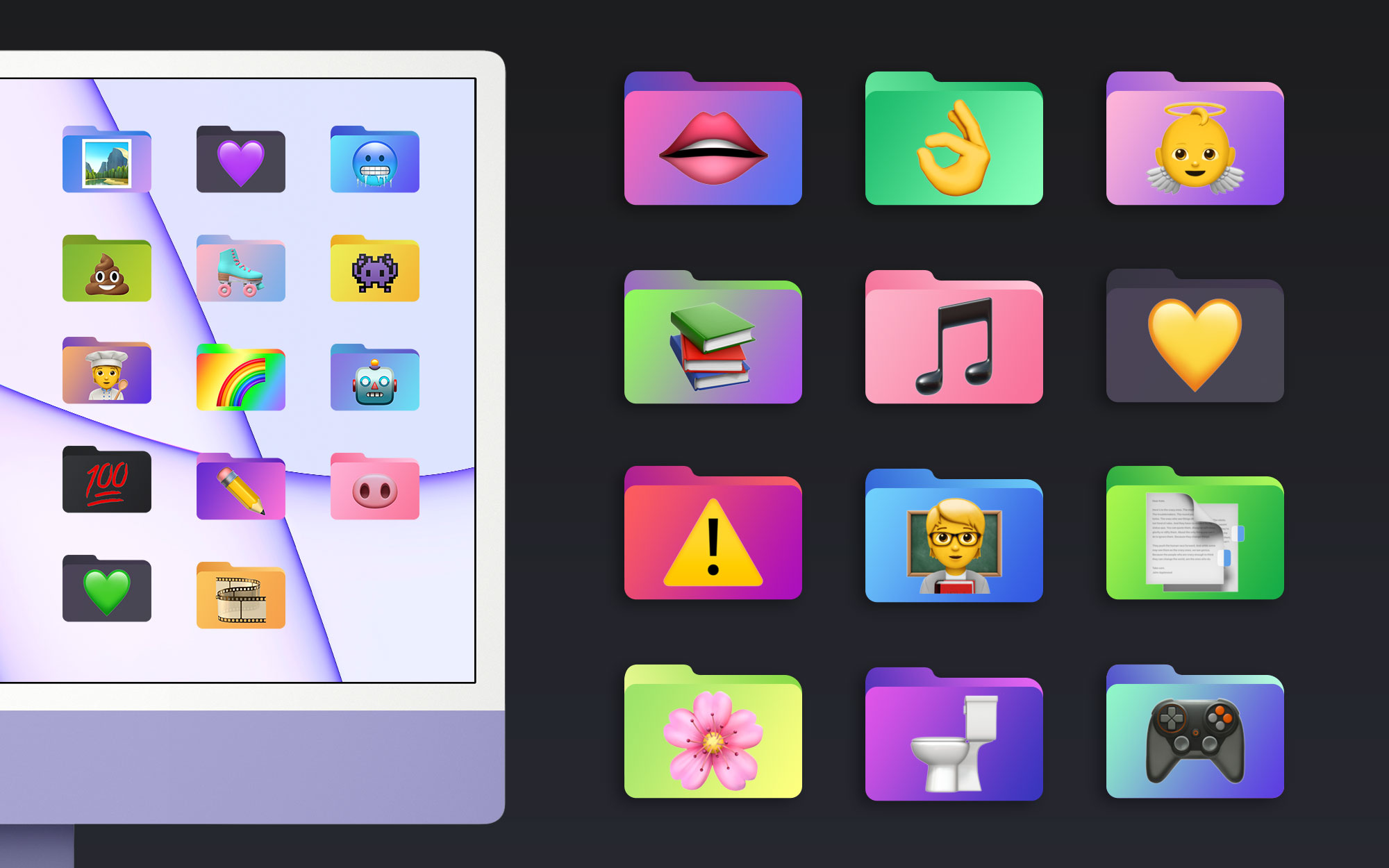 emoji gradient folder icons 2