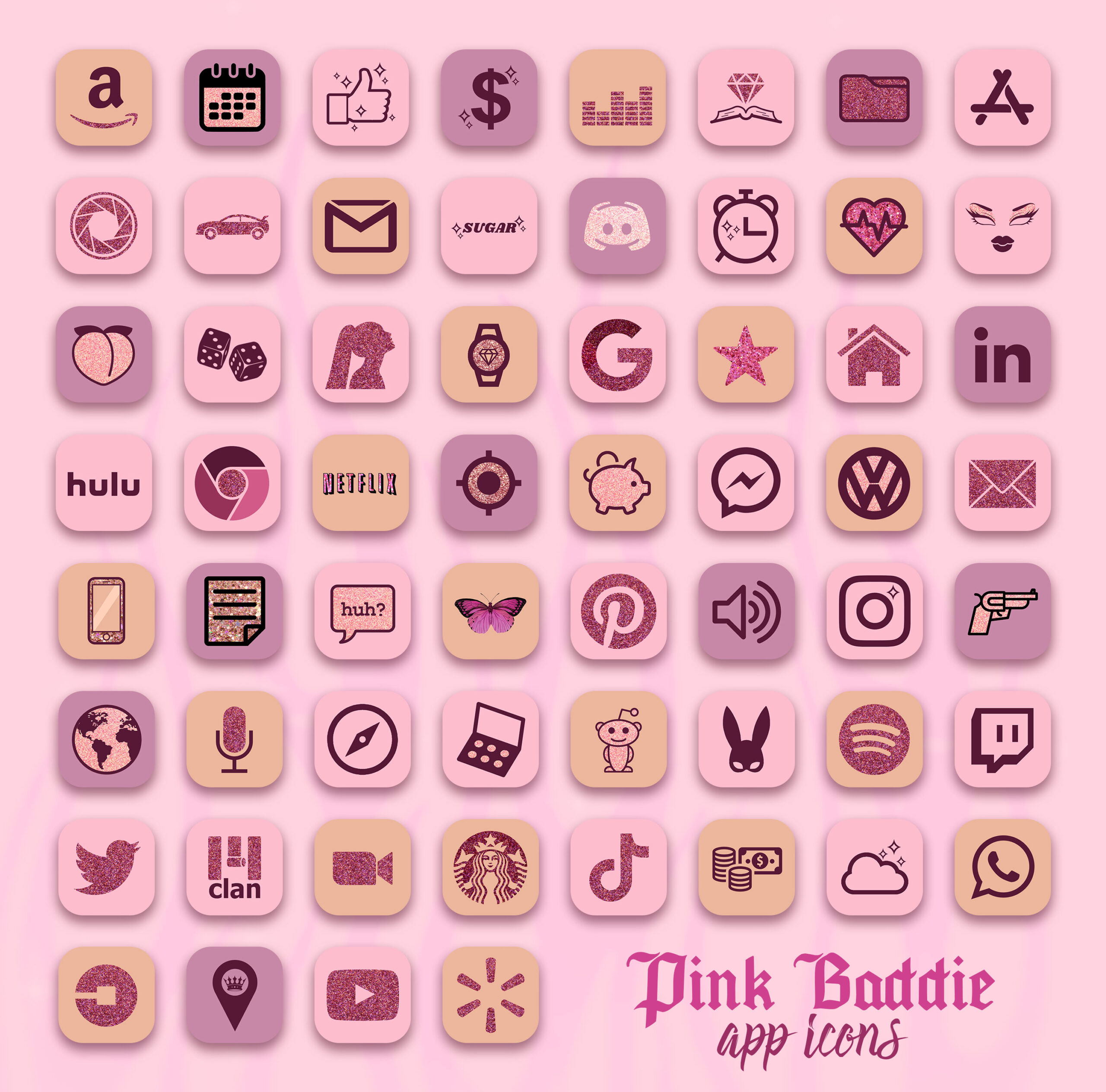 pink baddie aesthetic app icons pack preview 2