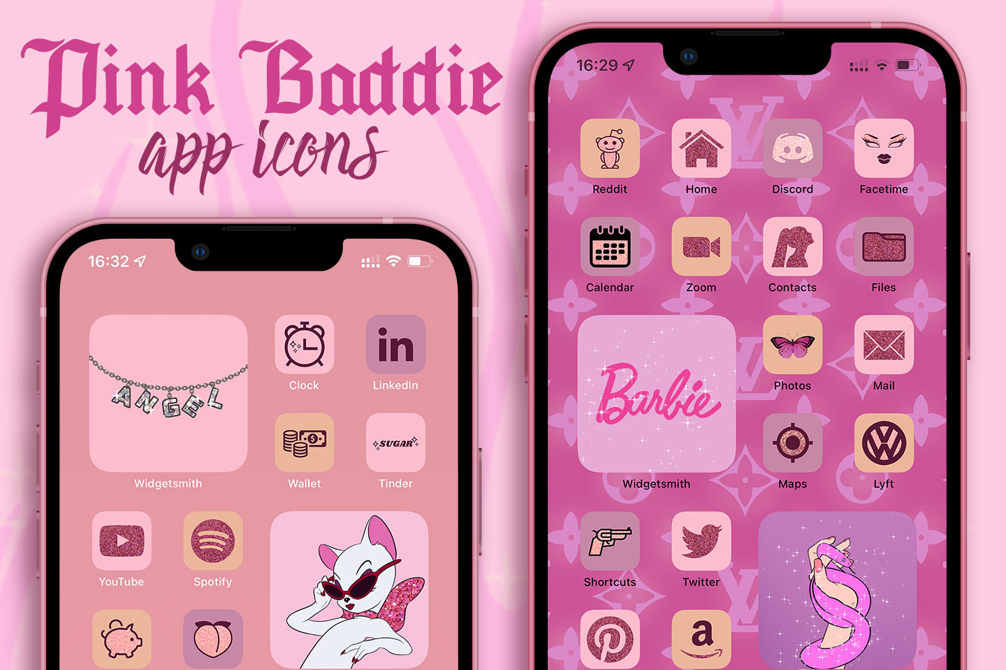 pink baddie aesthetic app icons pack