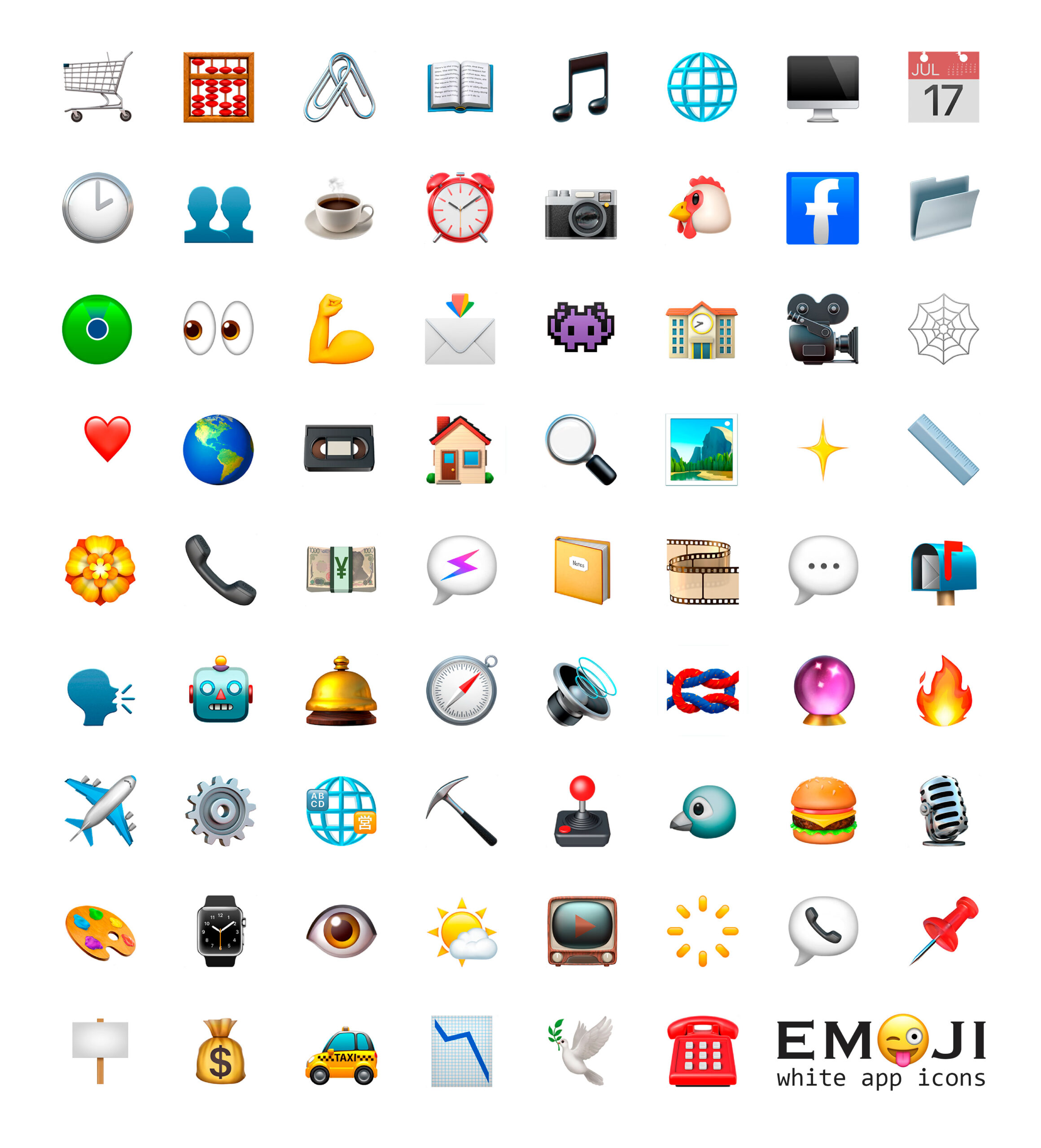 white ios emoji app icons pack preview 2