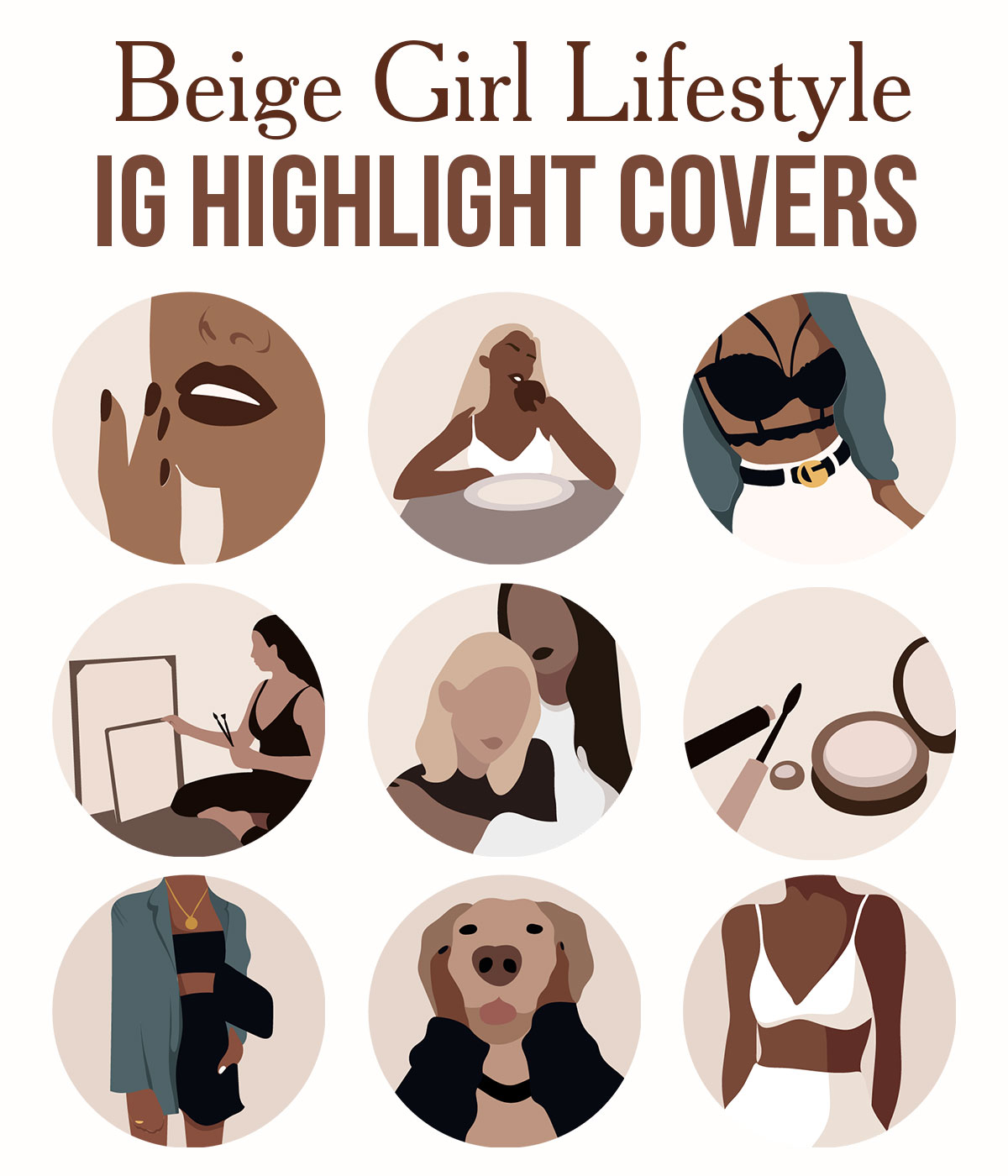 beige girl lifestyle ig highlight covers pack