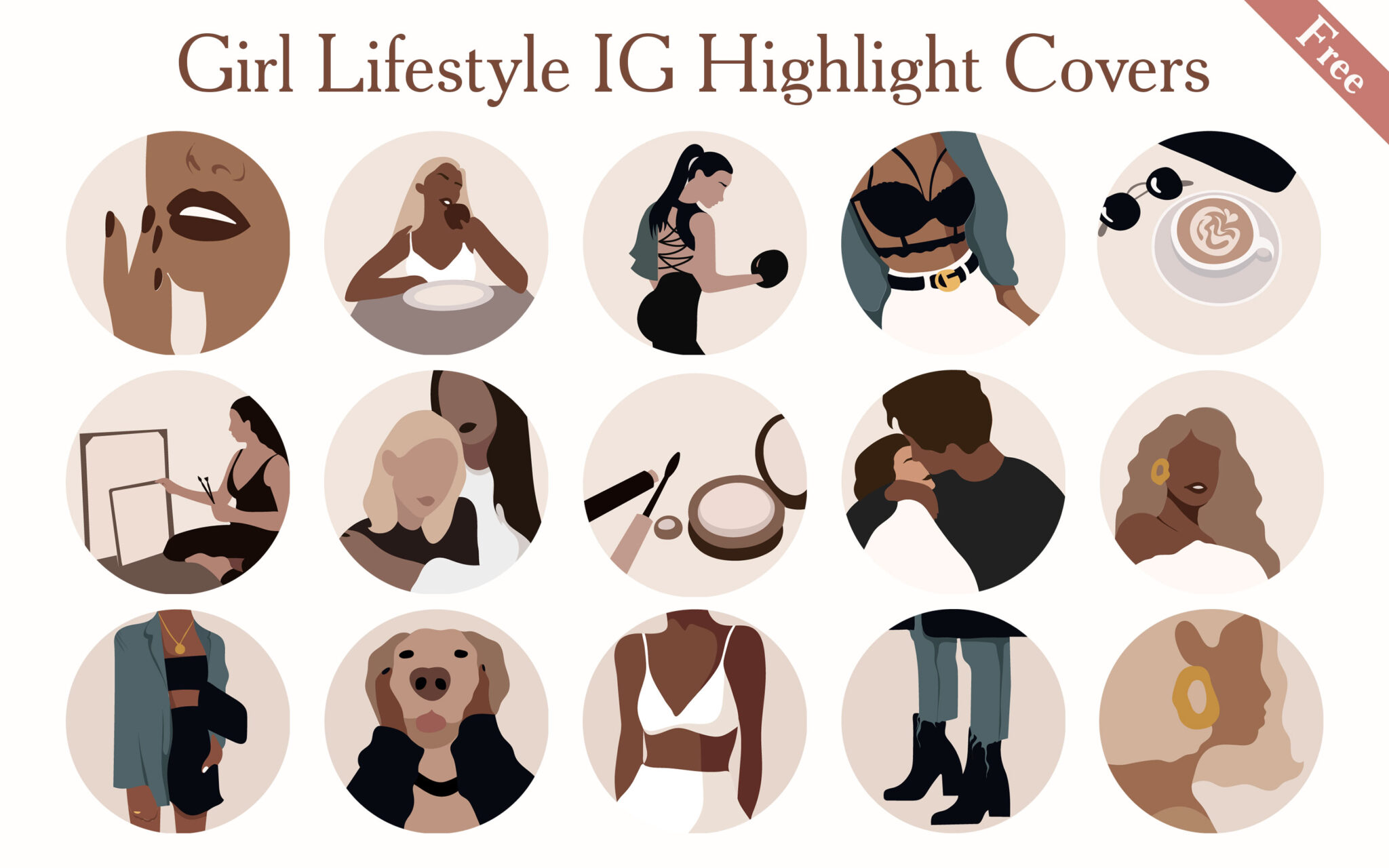 Beige Girl Lifestyle Instagram Highlight Covers - IG Highlight Covers Free