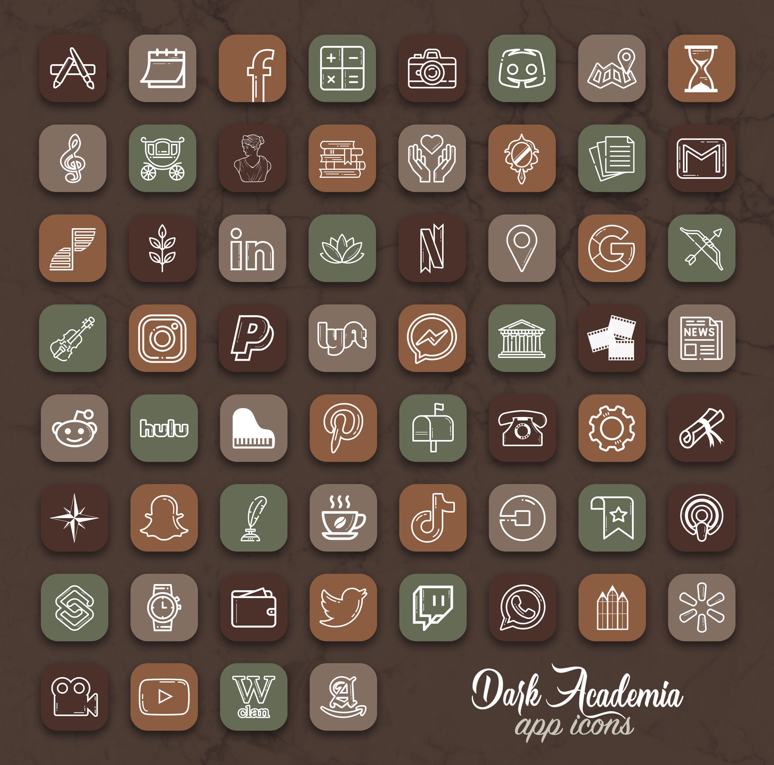 dark academia aesthetic app icons pack preview 2