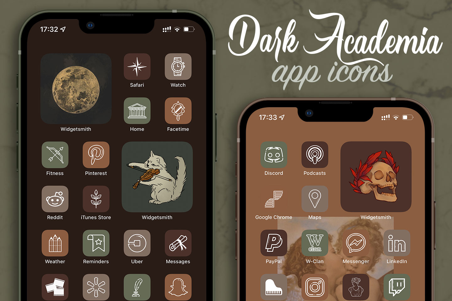 dark academia aesthetic app icons pack