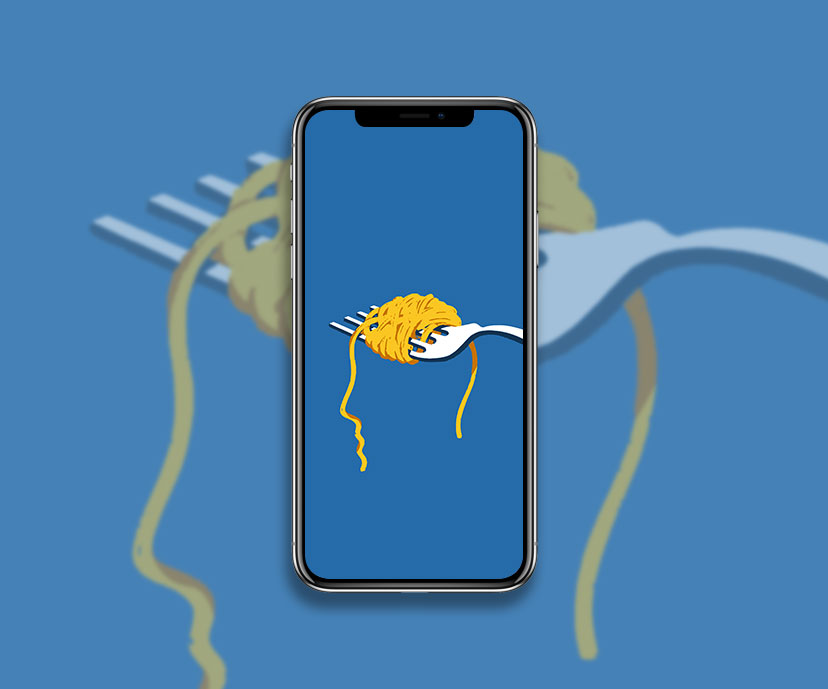 pasta on a fork blue wallpapers collection