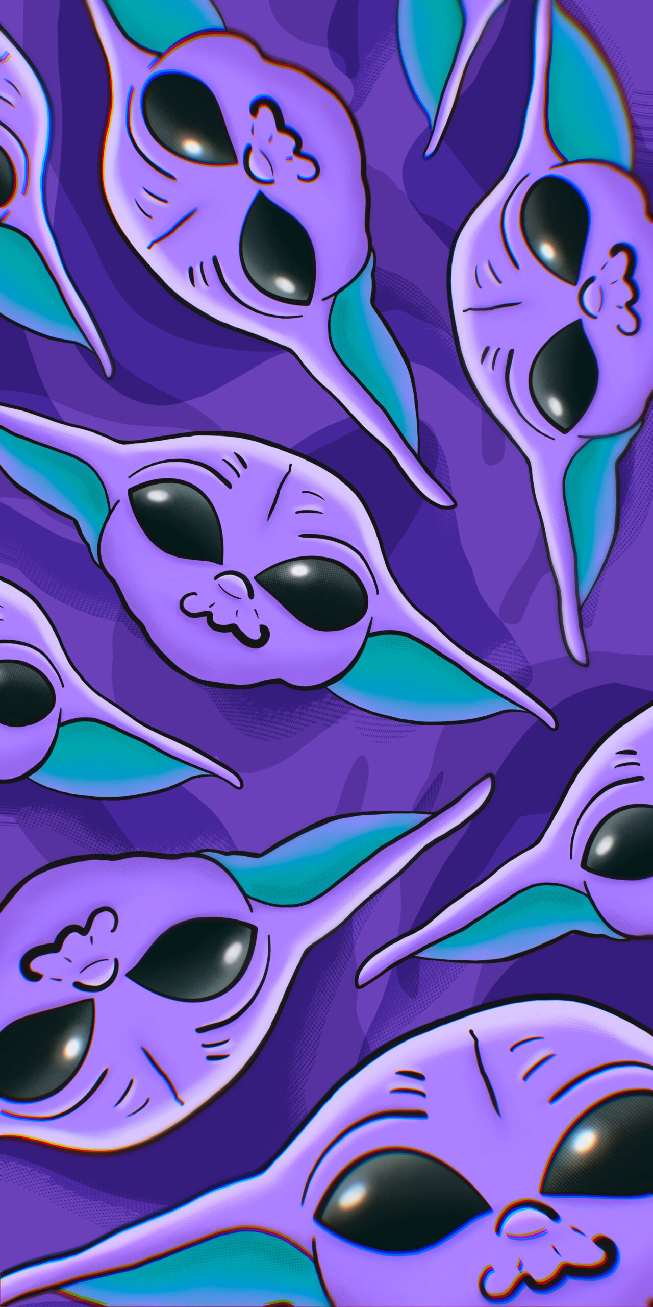 baby yoda head purple wallpaper 2