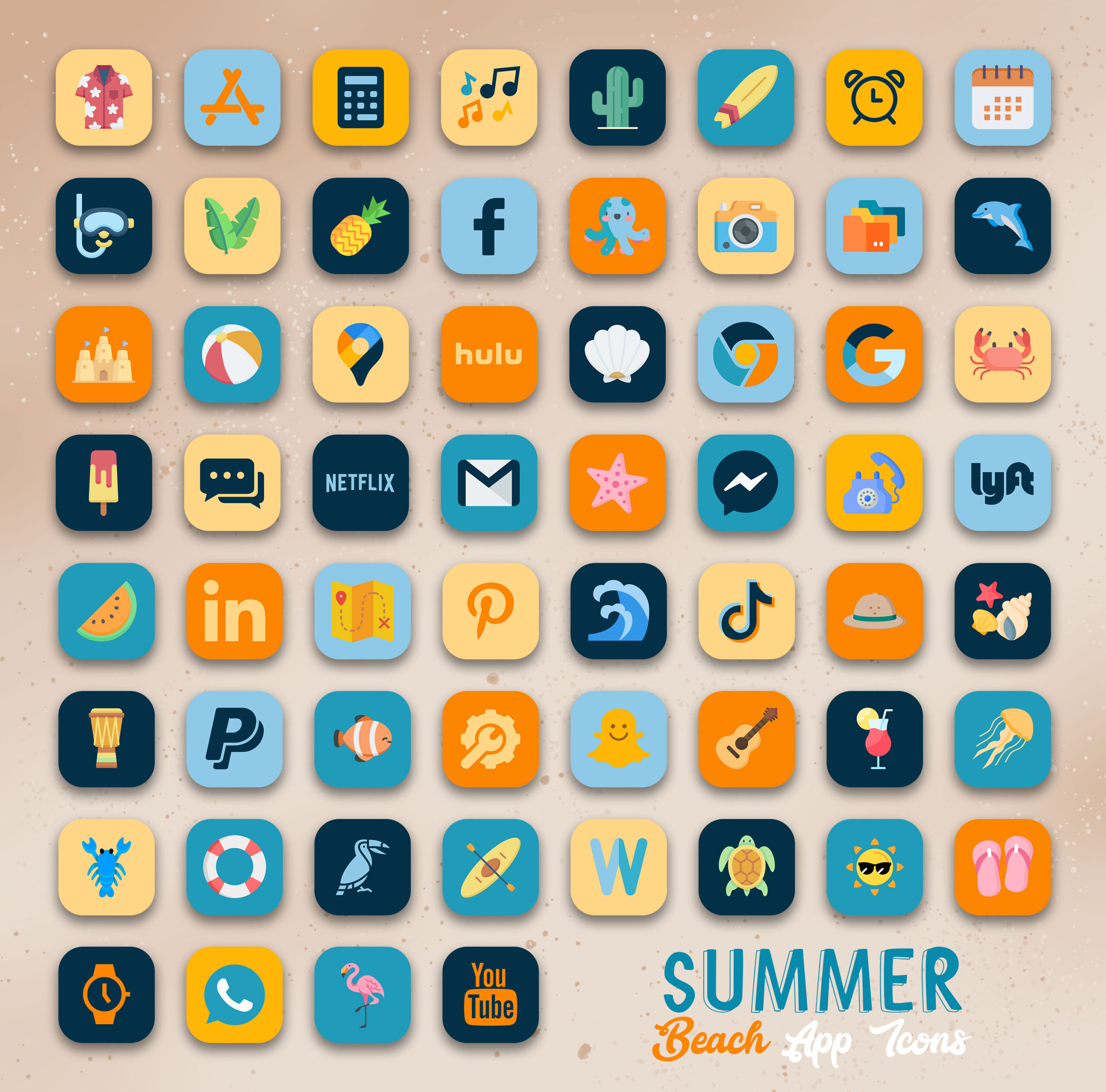 beach summer aesthetic app icons pack preview 2