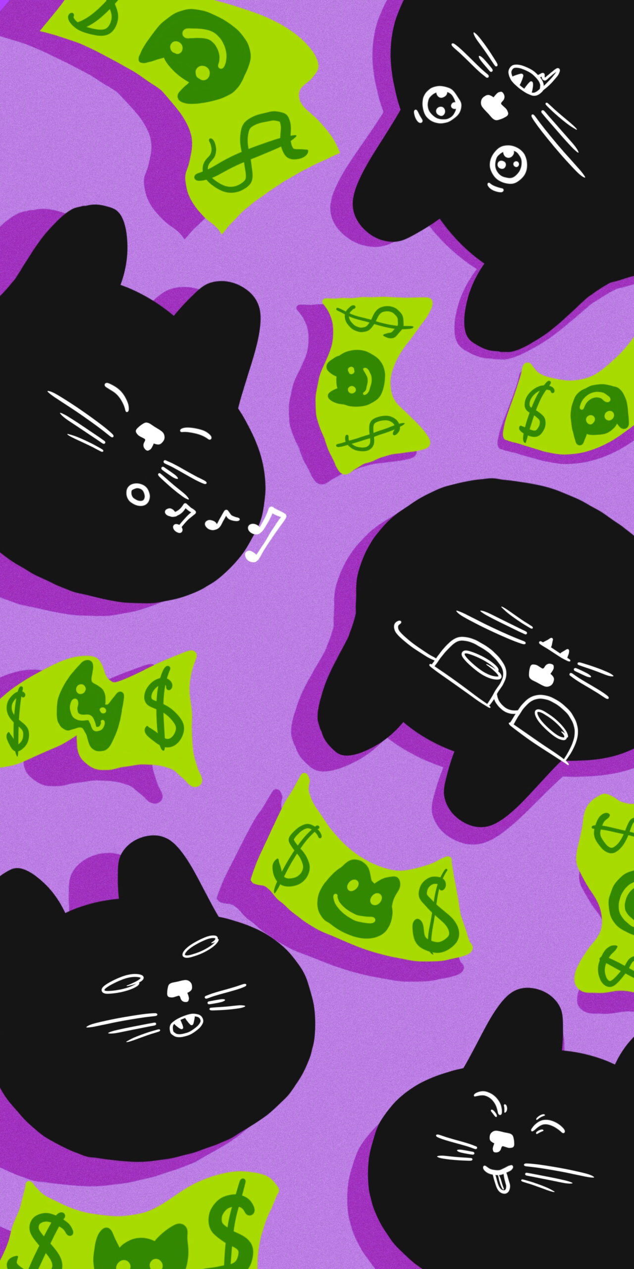 black cat and cash pink wallpaper 2